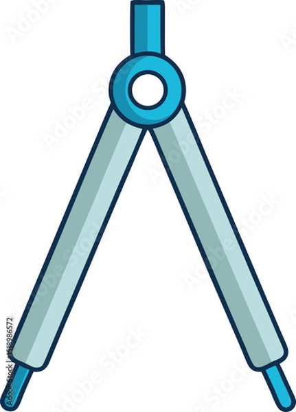 Fototapeta Vector illustration of a blue drawing compass tool for geometry and design. Perfect for educational, architectural, and engineering graphics. Ideal for school and professional use.