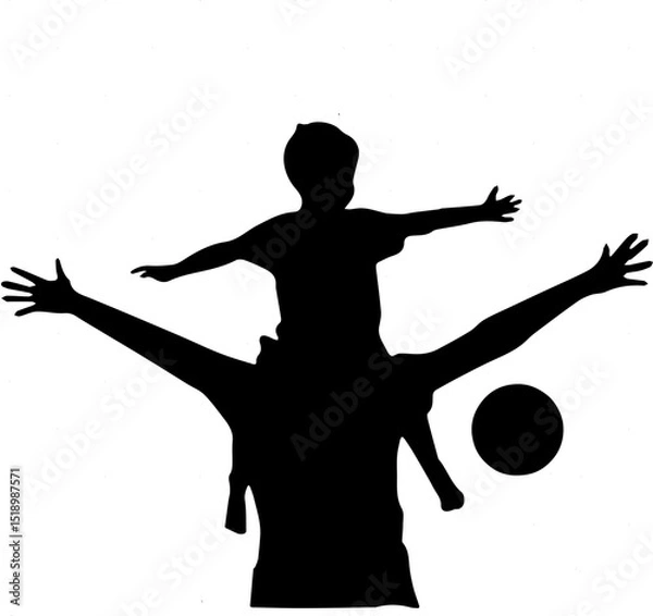 Obraz silhouette of faher and son