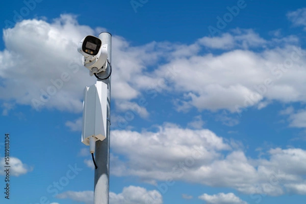 Fototapeta Telecamera di sorveglianza con cielo e nuvole