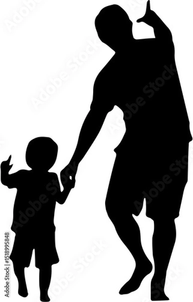 Obraz silhouette father and son