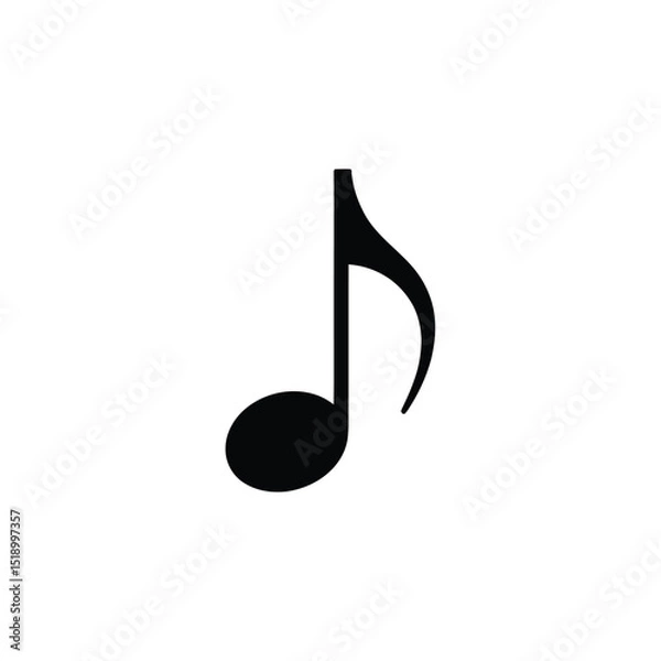 Fototapeta Single Black Quarter Note Musical Symbol on White Background Simple Illustration Style