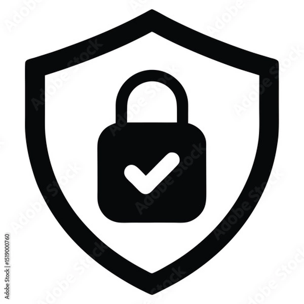 Fototapeta Secure shield icon with check mark protection and security design