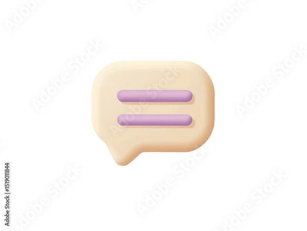 Fototapeta 3D Rendered Beige Chat Bubble Icon on Transparent Background