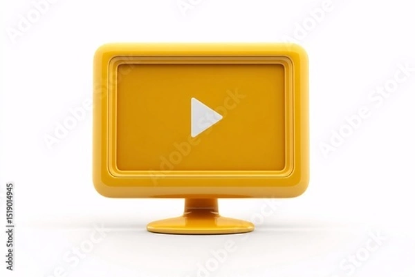 Obraz 3D rendering of yellow computer monitor, isolated on white background.