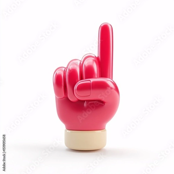 Obraz Middle finger gesture in 3D, isolated on a white surface for clarity