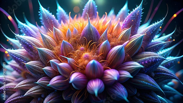 Fototapeta 3D surreal illustration. Sacred geometry. Mysterious psychedelic relaxation pattern. Fractal abstract texture. Digital artwork graphic astrology magic 