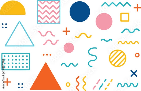 Fototapeta abstract colorful basic shapes memphis style