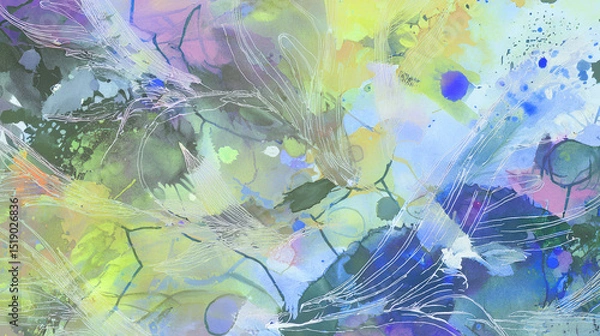 Fototapeta Art Abstract painting blots splatter stain texture background watercolor surface colorful abstract background wallpaper illustration for design.
