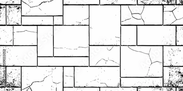 Fototapeta Abstract old wall grunge black and white concrete crack scratch in the pattern wall  grunge texture background.