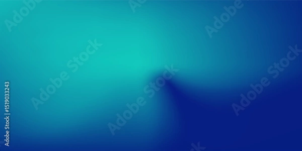 Fototapeta smooth, soft and slightly noisy texture, with a blurred or foggy effect and a dark blue gradient at the edges to turquoise on an elegant blue background