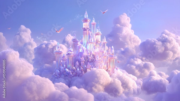 Obraz 3d Cartoon illustration of a sparkling crystal castle