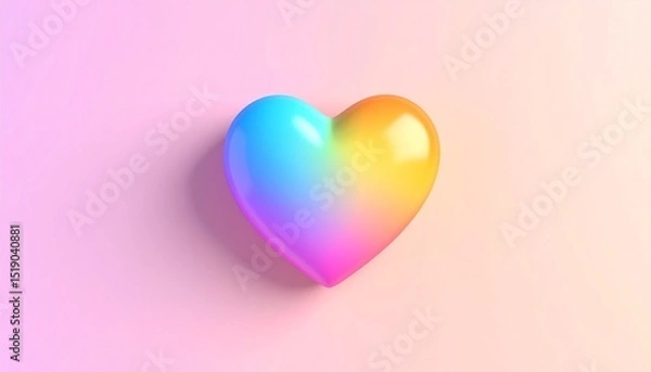 Obraz Colorful Gradient Heart Shape on Pink Background Lovely Valentine's Day Design