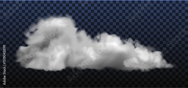 Fototapeta Realistic smoke effect. White clouds from car wheels with transparency. Speed road dust illustration. Steam spray design element
