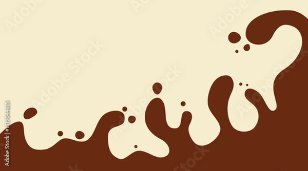 Obraz Coffee or chocolate liquid texture. Cocoa splash vector background. Abstract liquid brown waves illustration.