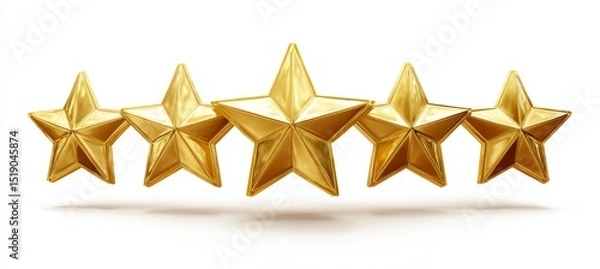 Fototapeta Golden three star rating on white background. Quality business feedback satisfaction concept. Achievement award survey reputation review satisfaction score symbol. Generative AI technology.	
