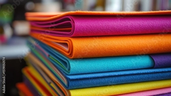 Fototapeta Vibrant Stack of Colorful Felt Sheets