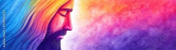 Fototapeta Jesus Christ Abstract colorful background Digital painting Vector illustration