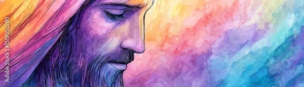 Fototapeta Jesus Christ Abstract colorful background Digital painting Vector illustration
