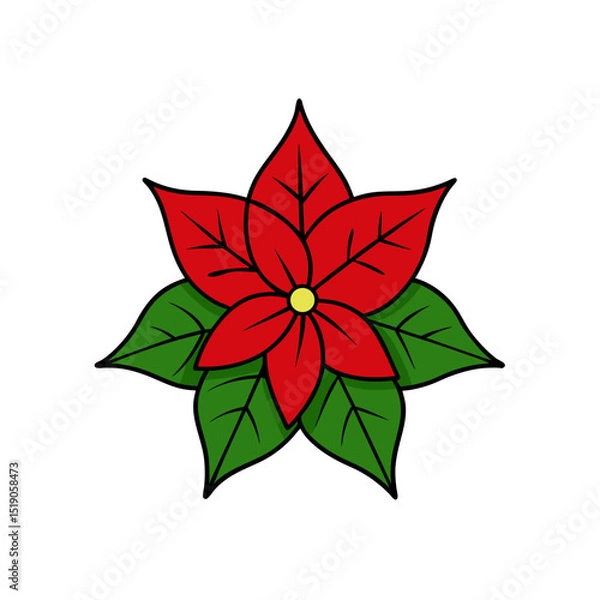 Obraz Festive Poinsettia Flower Vector Doodle Clipart Christmas