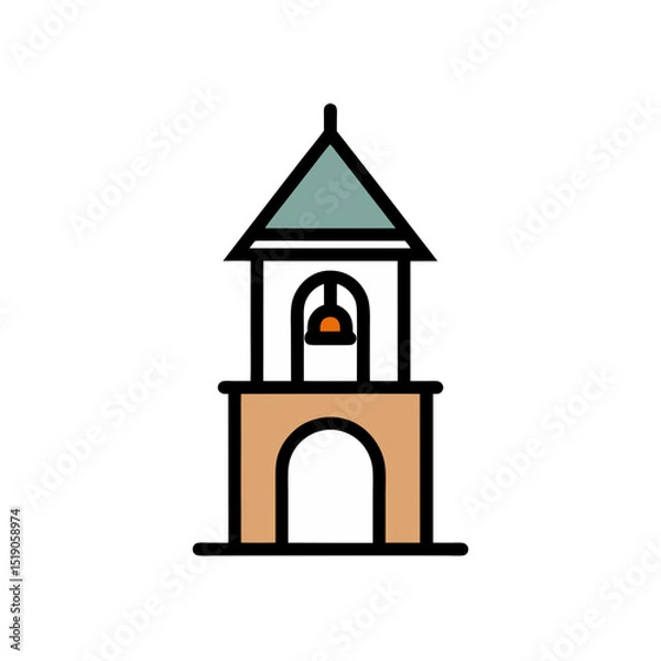 Obraz Historic School Bell Tower Vector Doodle Clipart