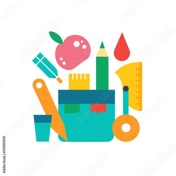 Fototapeta Art Class Tools Clip Art Doodle Vector on White Background