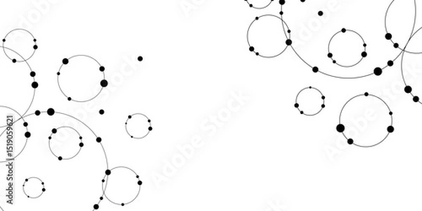 Obraz Abstract background with circles and dots. connection for communication technology and social network concept background. Wide molecule structure background. 