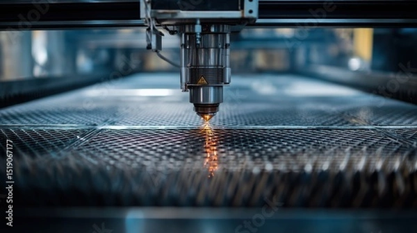 Fototapeta Advanced Laser Cutter Engraving Technology in Action with AI Control