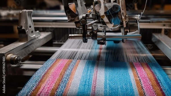 Fototapeta Robot Weaving Machine Creating Colorful Textile Patterns with Precision