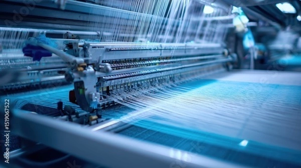 Fototapeta Robot Guided Textile Weaving Machine Producing Complex Patterns