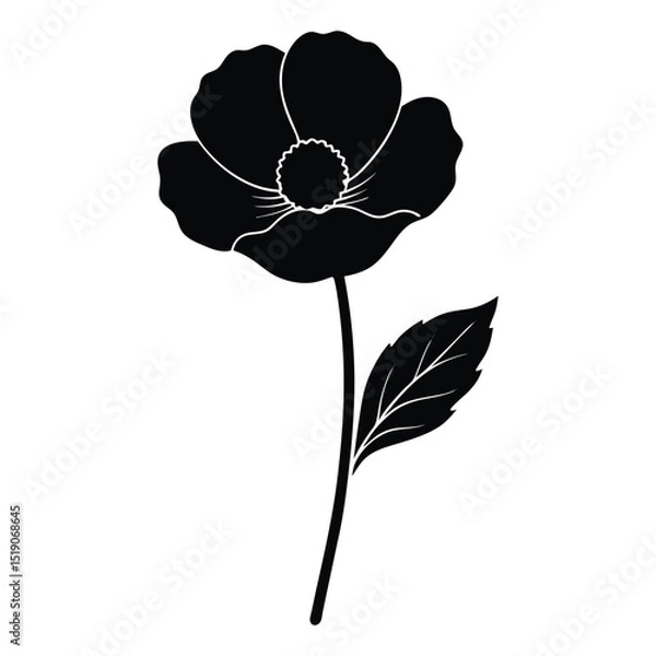 Obraz Poppy silhouette vector illustration 