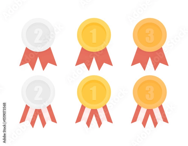 Obraz Medals for first, second and third place with red and white. Awards for prize places.