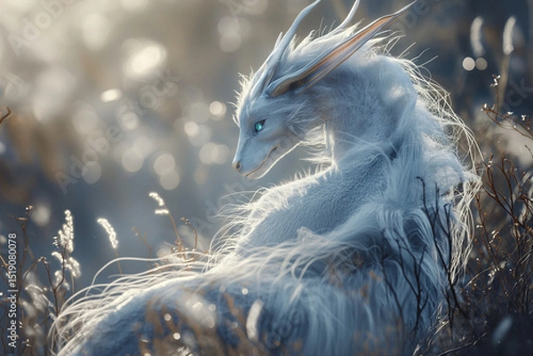 Obraz Fantasy Dragon Depicted as Mythical Creature in Majestic Detail. Generative AI