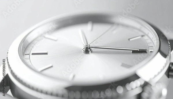 Fototapeta Intricate Macro Shot Of A Silver Watch Dial Showing Detailed Engravings And Metallic Texture
