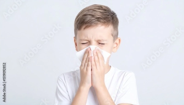 Fototapeta 鼻炎が辛い子ども
