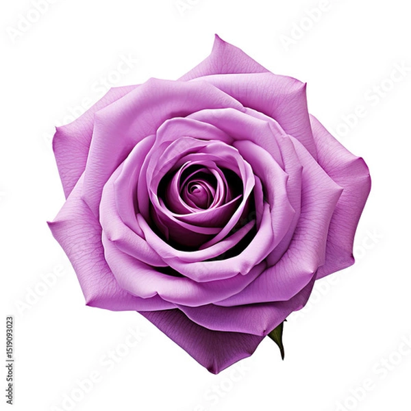 Fototapeta A close up of a single purple rose with many layers of petals against a black background