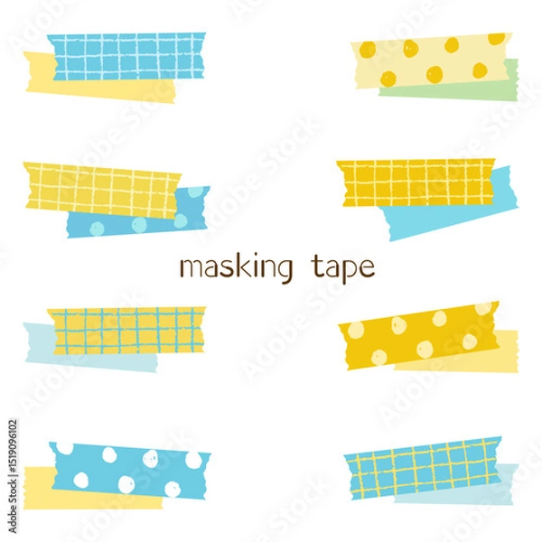Obraz さわやかな水色と黄色のマスキングテープセット