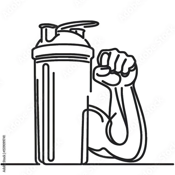 Fototapeta protein shaker , simple continuous one line drawing . Transparent background png file