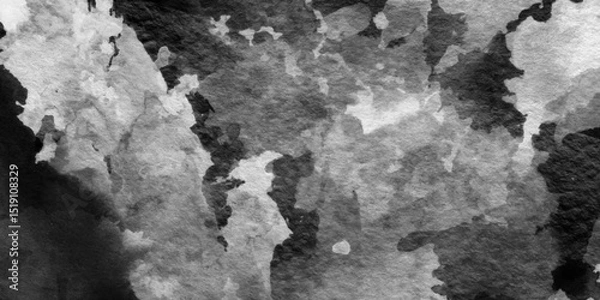 Obraz black and white background texture of watercolor marble painted surface, Watercolor marble painting white paper texture, white gray texture abstract ink splashes of watercolor background.