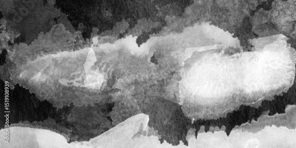 Obraz black and white background texture of watercolor marble painted surface, Watercolor marble painting white paper texture, white gray texture abstract ink splashes of watercolor background.