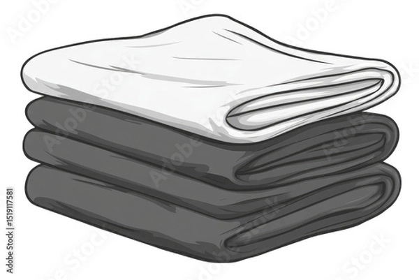 Fototapeta Stacked white and gray folded cloths