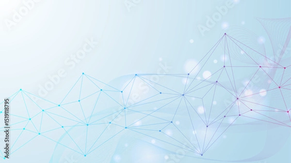 Obraz Global network connection website header or banner design. Abstract background with connecting dots and lines. Global business. Social network communication. Internet technology. Vector illustration