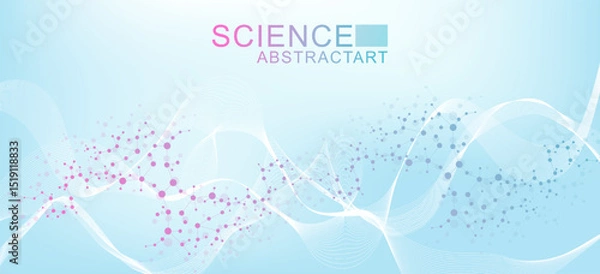Fototapeta Structure molecule and communication Dna, atom, neurons. Science concept for your design. Connected lines with dots. Medical, technology, chemistry, science background. Vector illustration.