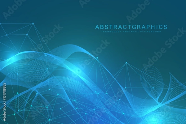 Obraz Structure molecule and communication. Dna, atom, neurons. Scientific concept for your design. Connected lines with dots. Medical, technology, chemistry, science background. Vector illustration.