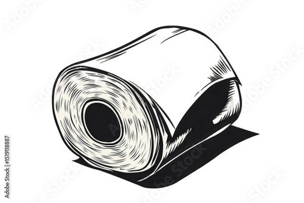 Fototapeta Rolled-up black material with textured white lines