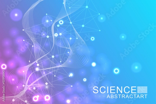 Obraz Abstract technology connect background lines and dots with hexagons. Modern hexagons technology concept design background. Vector illustration.