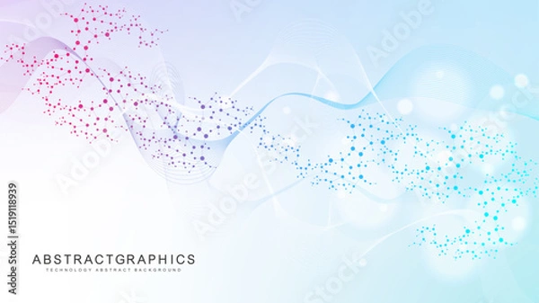 Obraz Molecular structure DNA, atom, neurons. Science concept for your design. Connected lines with dots. Medical, technology, chemistry, science background. illustration
