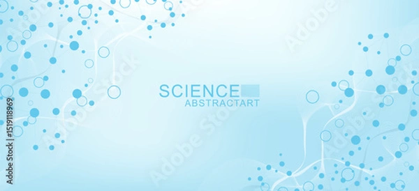 Obraz Molecular structure DNA, atom, neurons. Science concept for your design. Connected lines with dots. Medical, technology, chemistry, science background. illustration