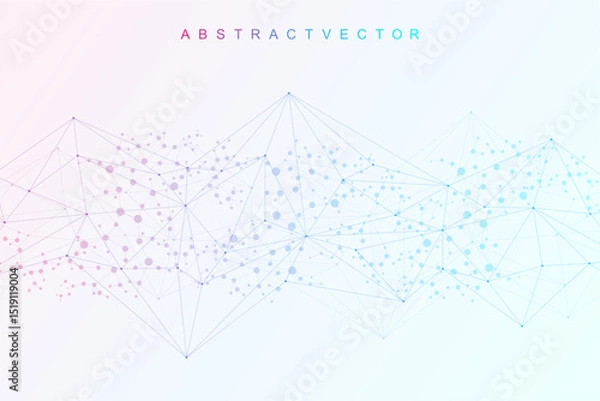 Obraz Structure molecule and communication Dna, atom, neurons. Science concept for your design. Connected lines with dots. Medical, technology, chemistry, science background. Vector illustration.