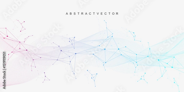 Obraz Molecular structure DNA, atom, neurons. Science concept for your design. Connected lines with dots. Medical, technology, chemistry, science background. illustration