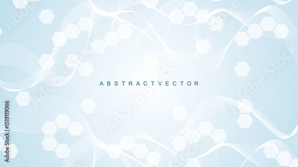 Obraz Health care abstract background with hexagons, lines and dots. Medical innovation banner template concept. Biology and pharmaceutical technology background. Vector illustration.